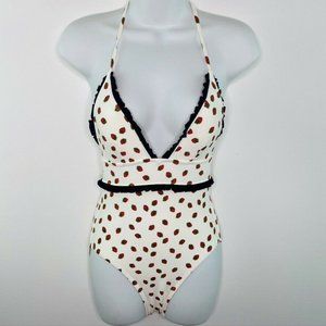 J.Crew V-Neck Halter One Piece Swimsuit Strawberry